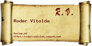 Roder Vitolda névjegykártya